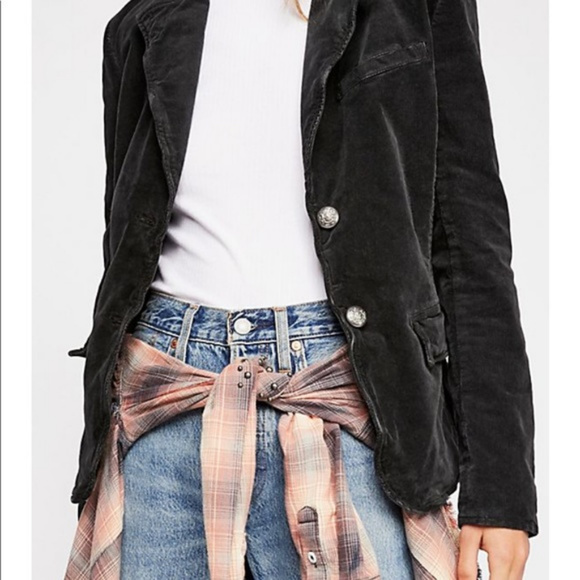 Free People Corduroy Black Byron Blazer Jacket Med - Picture 2 of 4